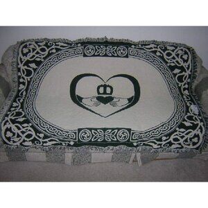 New Claddagh Cotton Afghan Throw Blanket Celtic Knot Ring Irish Gift Heart Love